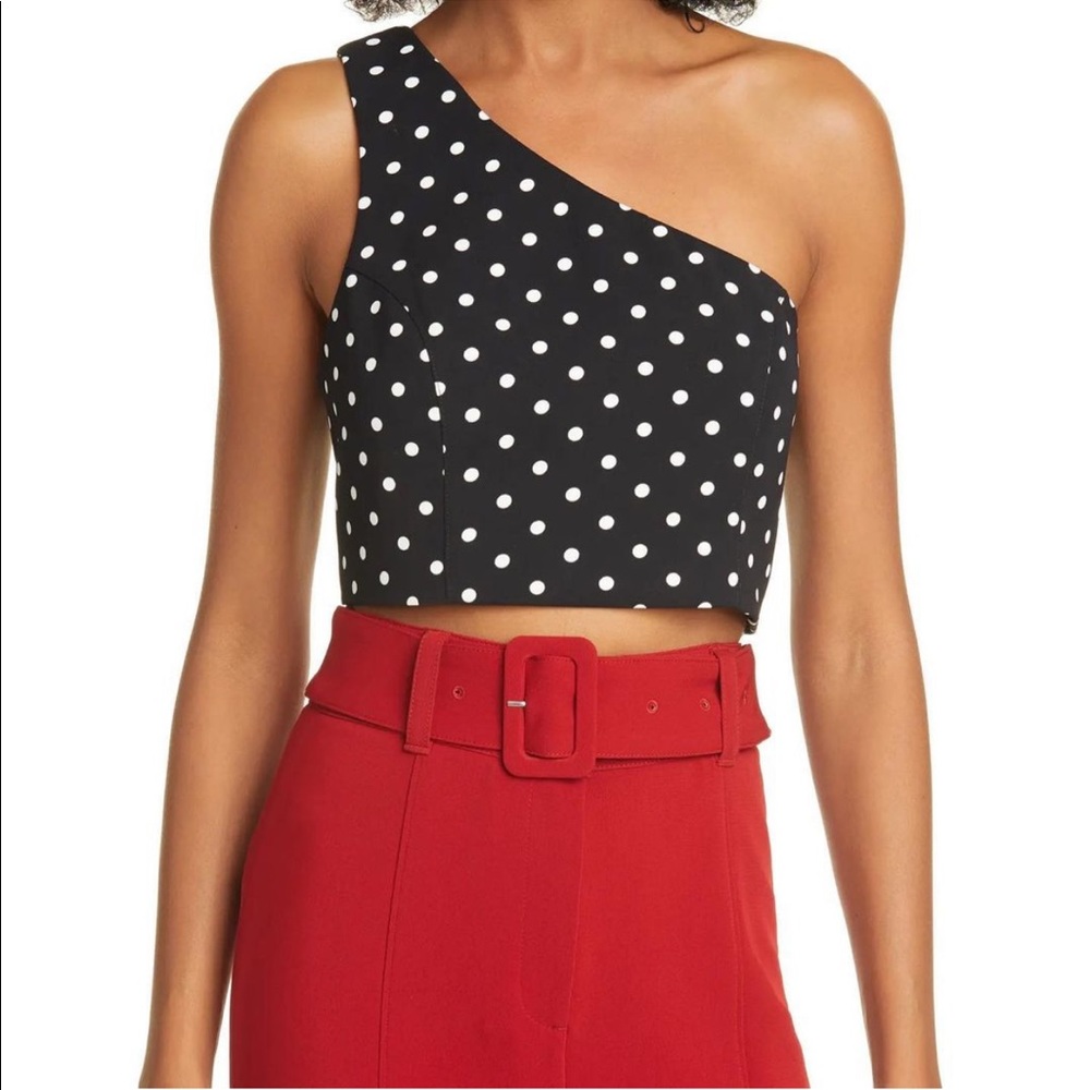CINQ A SEPT “Mayaan” Polka Dot Black/White Top